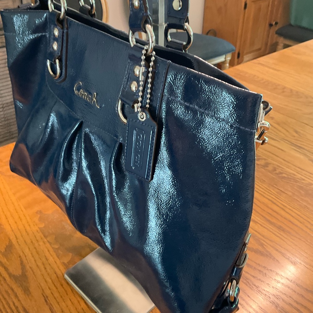Coach Blue Shoulder Bag with Silver Hardware